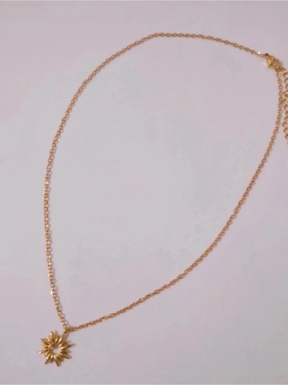 18K Gold Plated Stainless Steel Sunburst Celestial Pendant Necklace - Picture 3 of 3